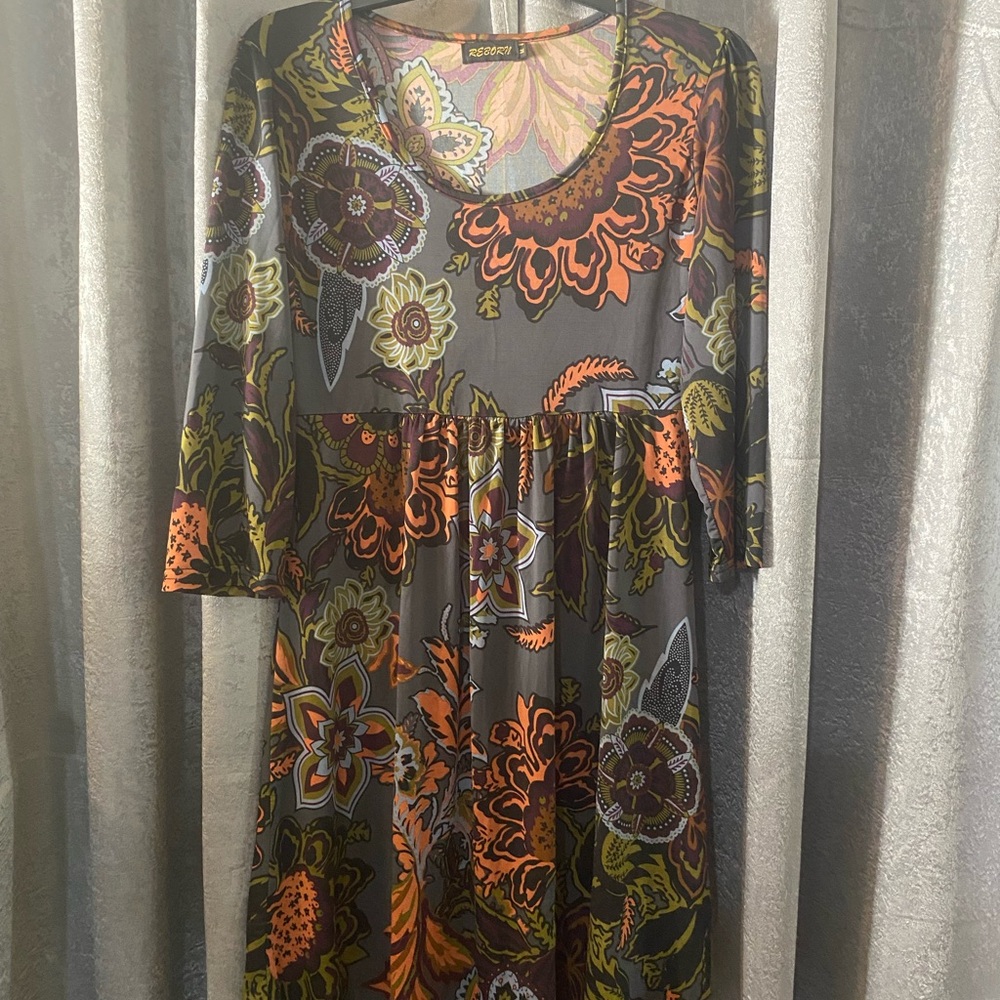 Reborn Vibrant Floral Long Sleeve Dress